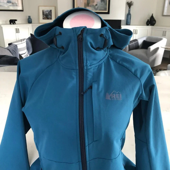 REI Co-op Activator Soft-Shell Casual Outdoor Full Zip Jacket Teal Blue Sz S - Picture 2 of 13